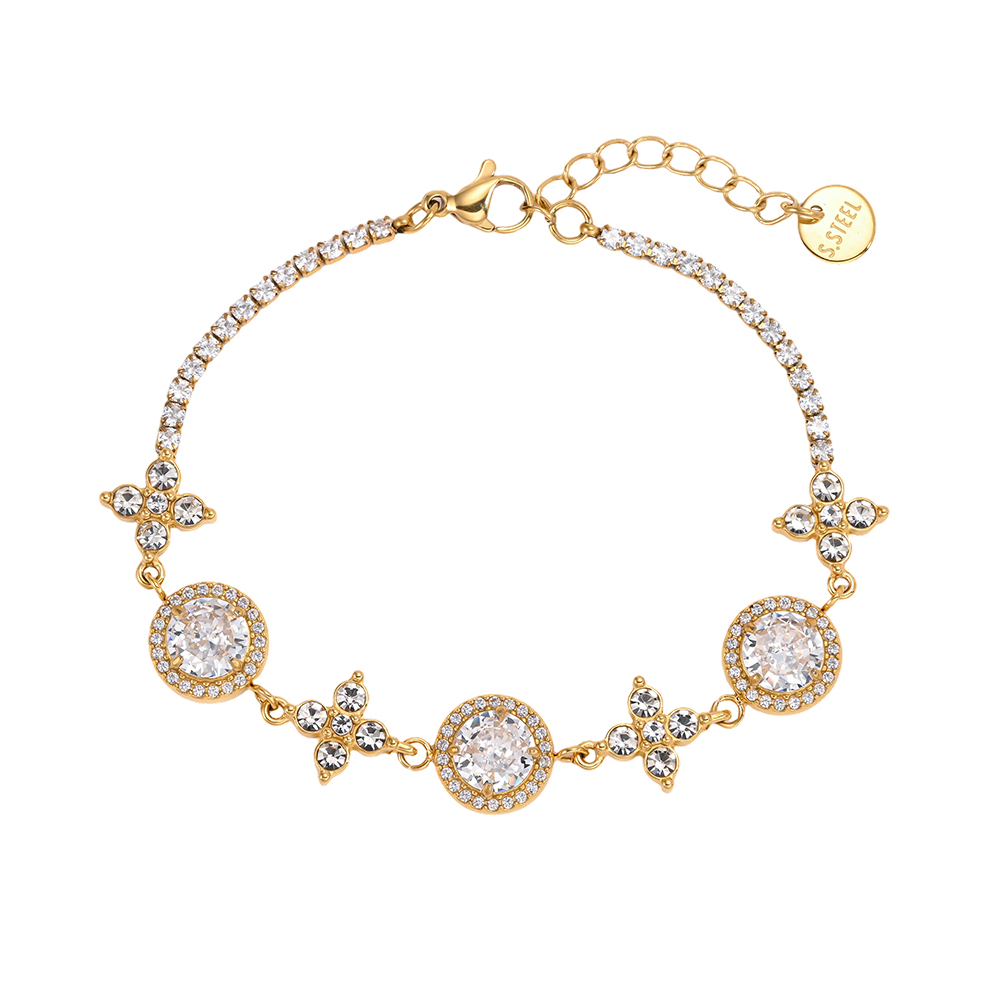 Edelstahl Armband 17cm brillant funkelnde Zirkonia
