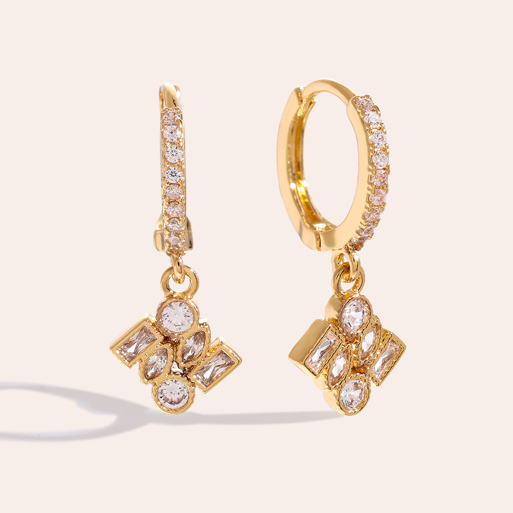 Vergoldete Ohrringe 2.5cm Combined Cubes Diamond