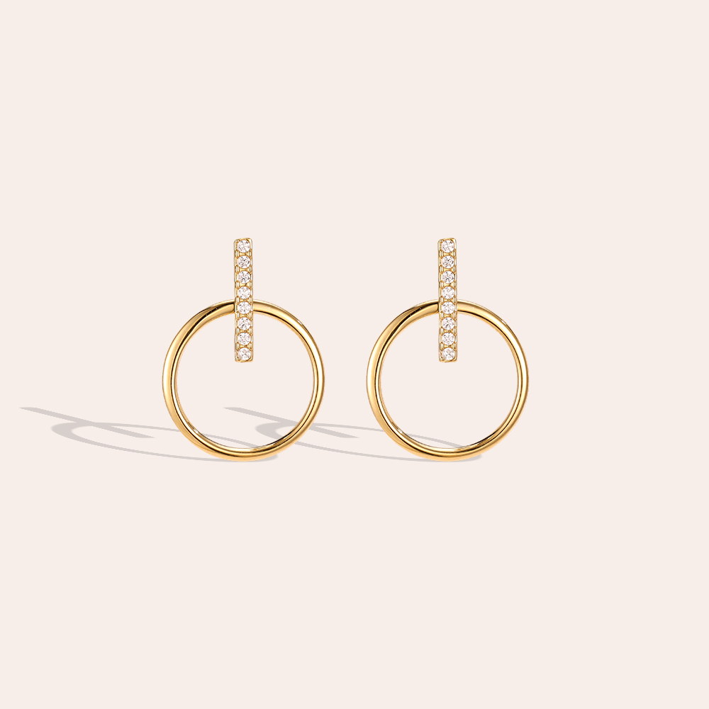 Edelstahl Ohrringe 20mm Zirkonia und Ring