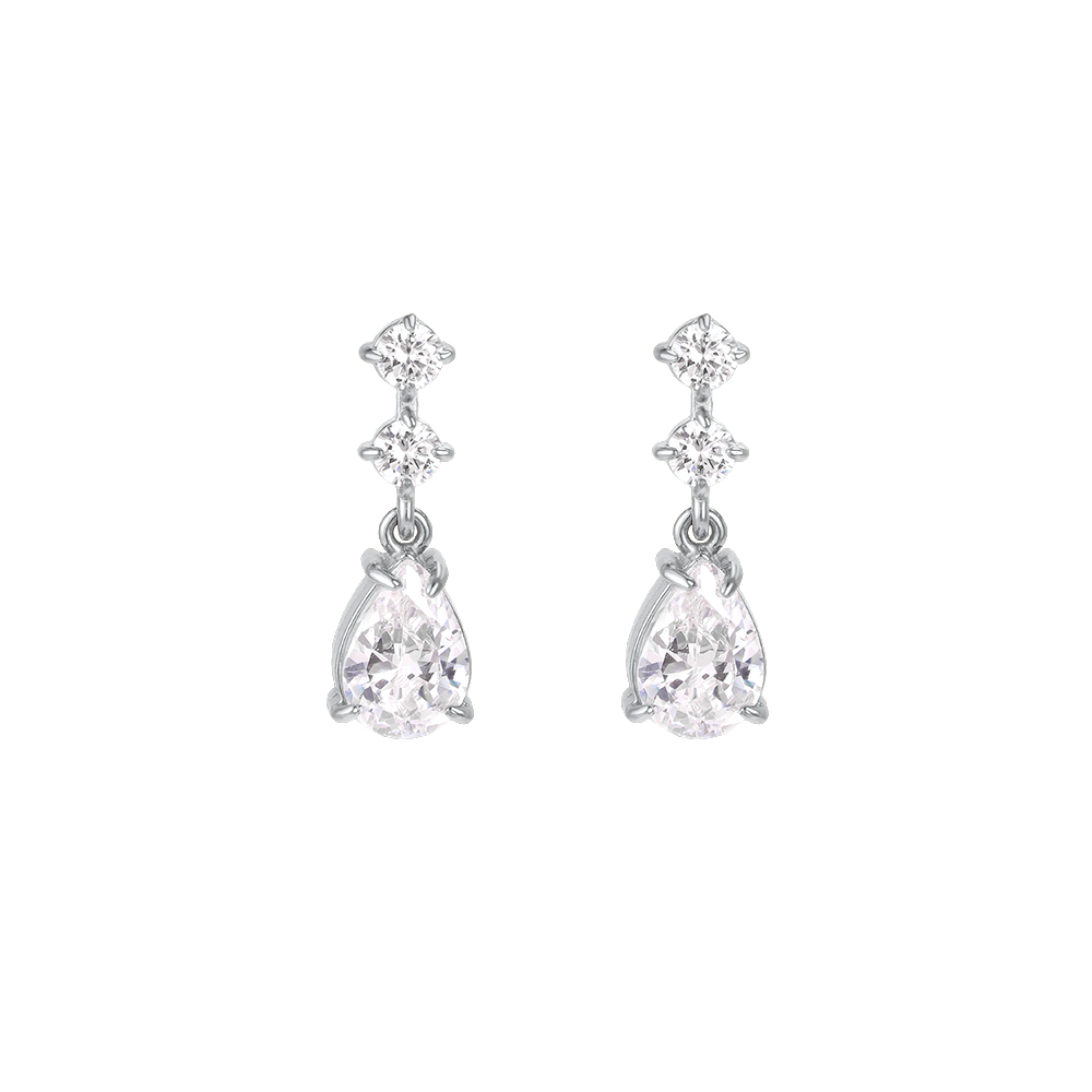 Edelstahl Ohrringe 22mm funkelnd Zirkonia  