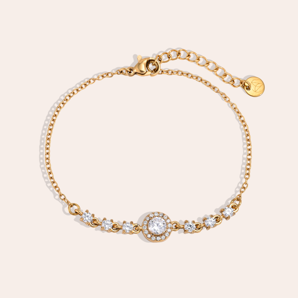 Edelstahl Armband 17cm funkelnde Zirkonia
