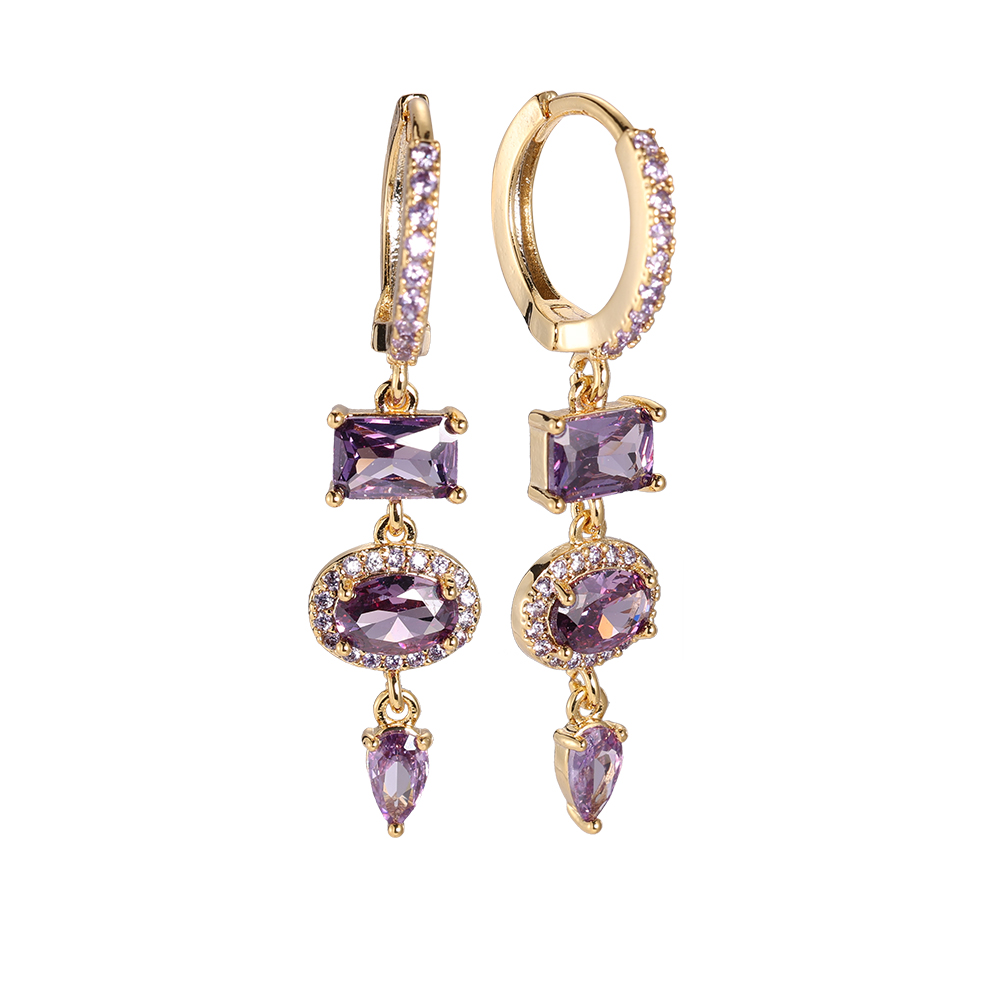 Vergoldete Ohrringe Geomtric Charm Diamons