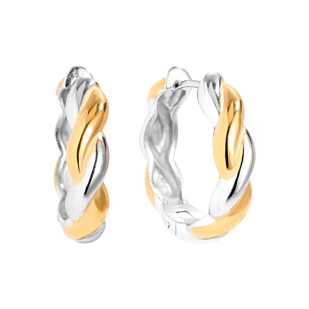 Edelstahl Ohrringe 2.7cm Gold And Silver Twist Hoop