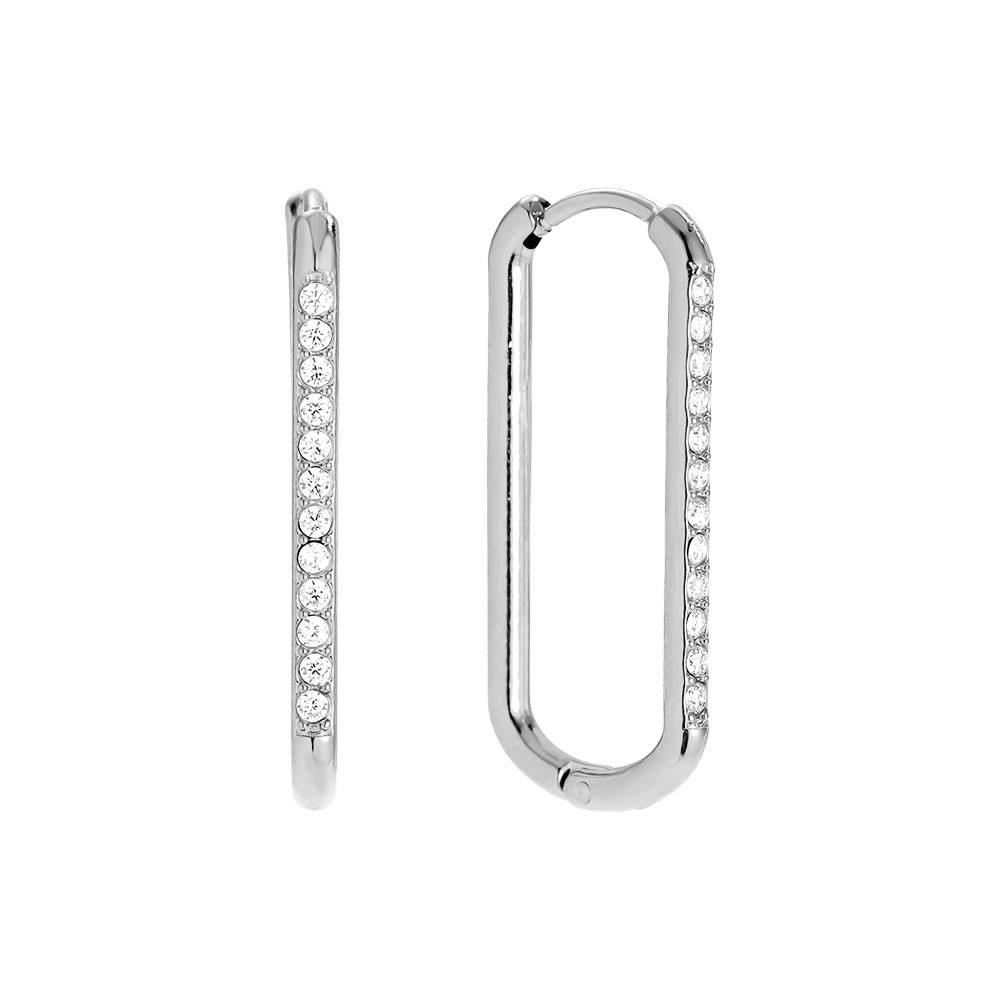 Edelstahl Ohrringe 2.5cm Simple Diamond Hoop