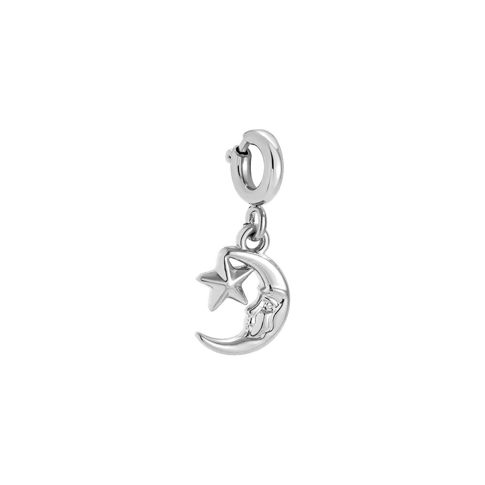 Edelstahl Pendant 1.1cm Spring Clasp Moon And Star