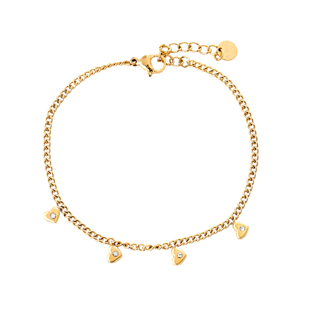 Edelstahl Armband 17cm Mini Hearts With Diamond