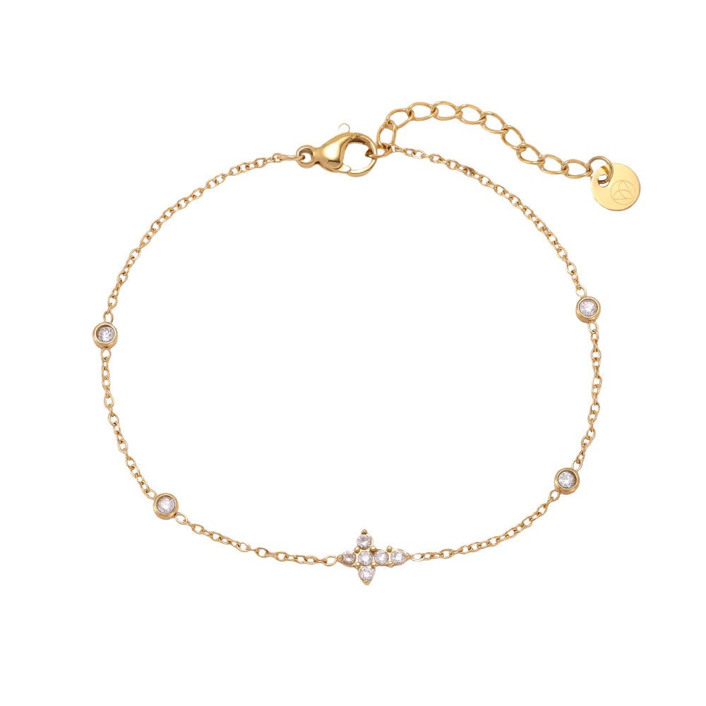 Edelstahl Armband 17cm Zirkonia Kreuz