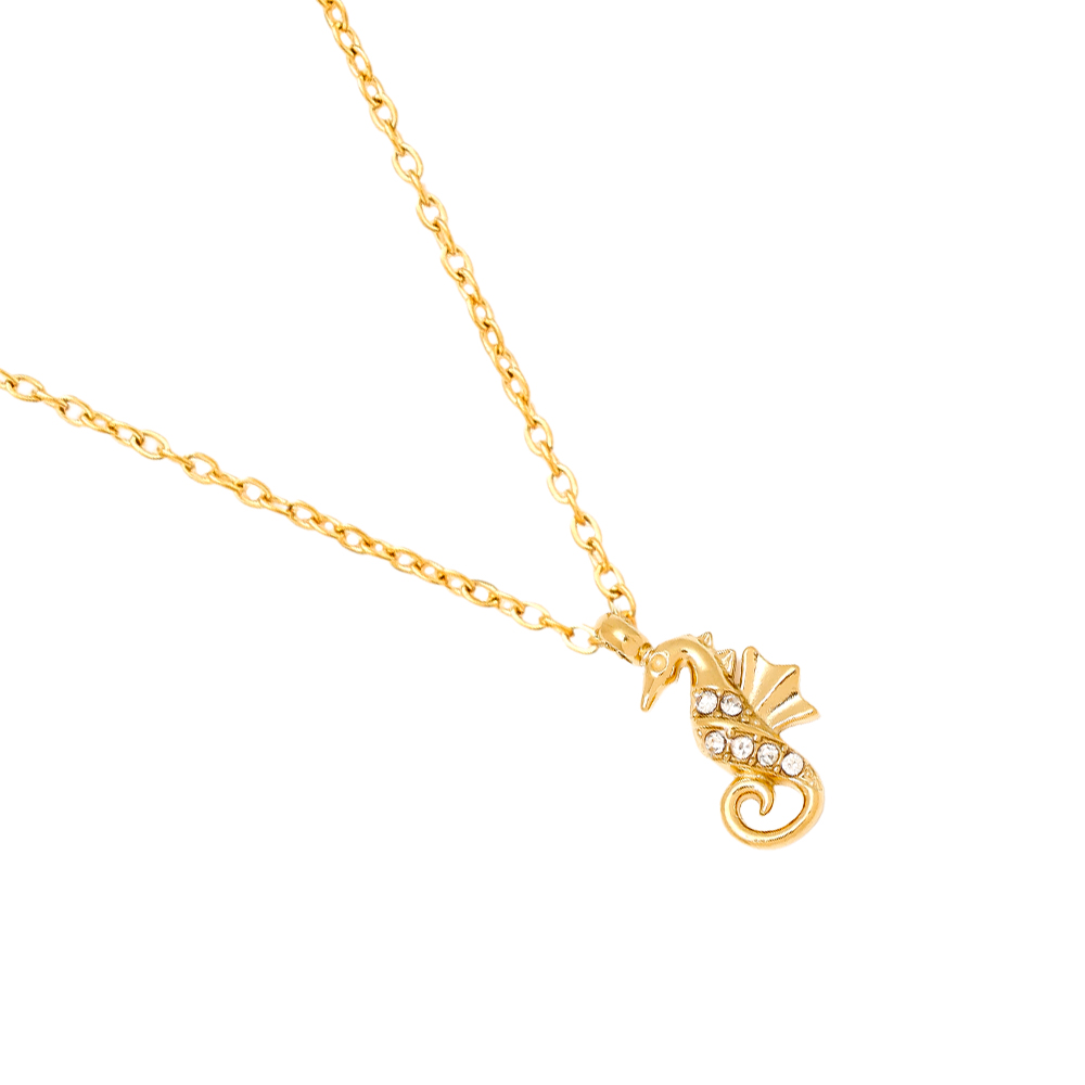 Edelstahl Halskette 40cm Diamond Sea Horse