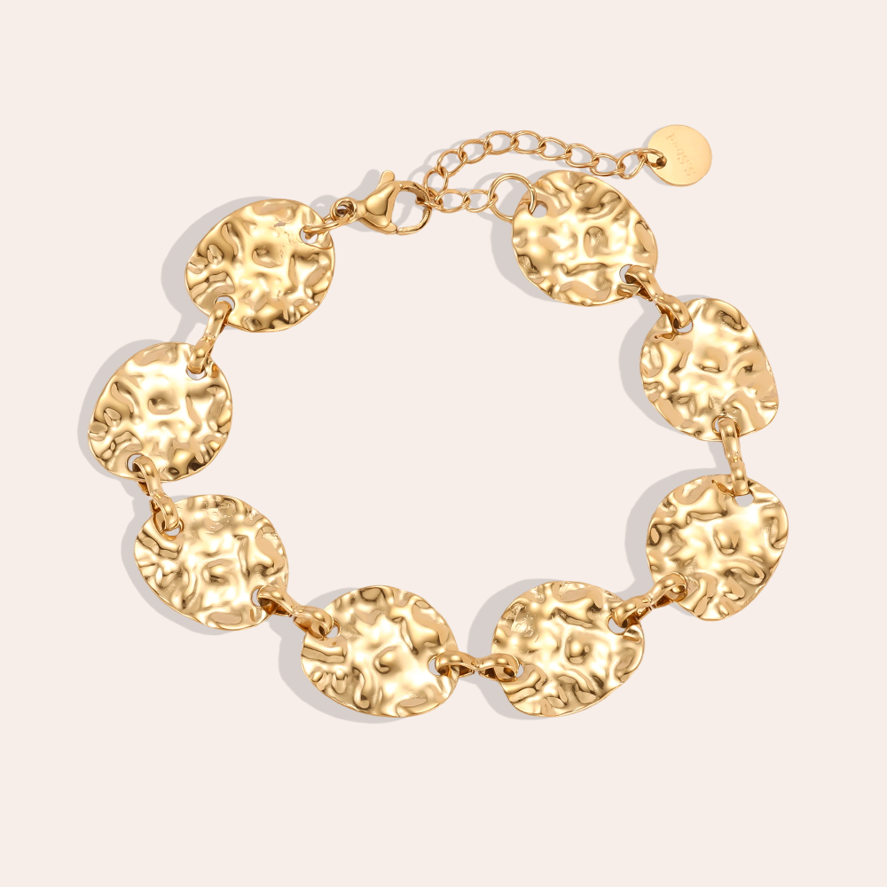 Edelstahl Armband 17cm unregelmäßige ovale Plättchen