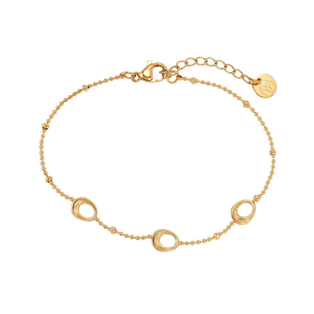 Edelstahl Armband 17cm drei hohle Ovale