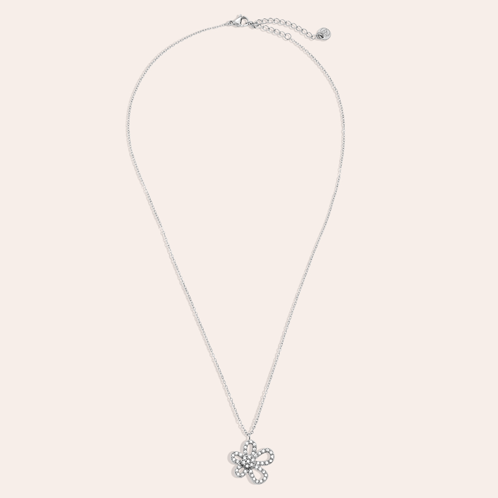 Edelstahl Halskette 40cm Cool Diamond Flower