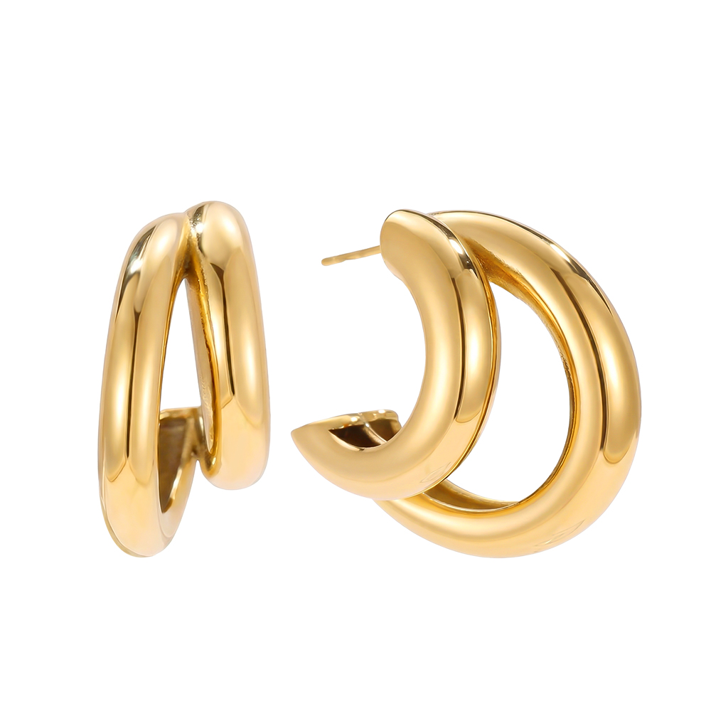 Edelstahl Ohrringe 30mm Gold And Silver Half Hoop