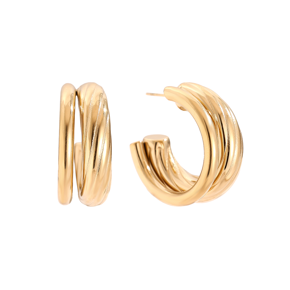 Edelstahl Ohrringe 2cm Two Layer Half Hoop