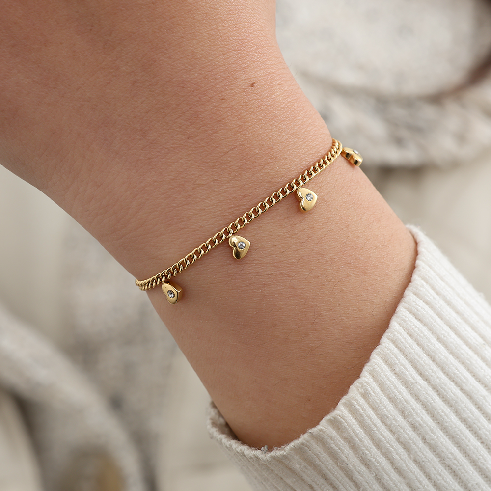 Edelstahl Armband 17cm Mini Hearts With Diamond