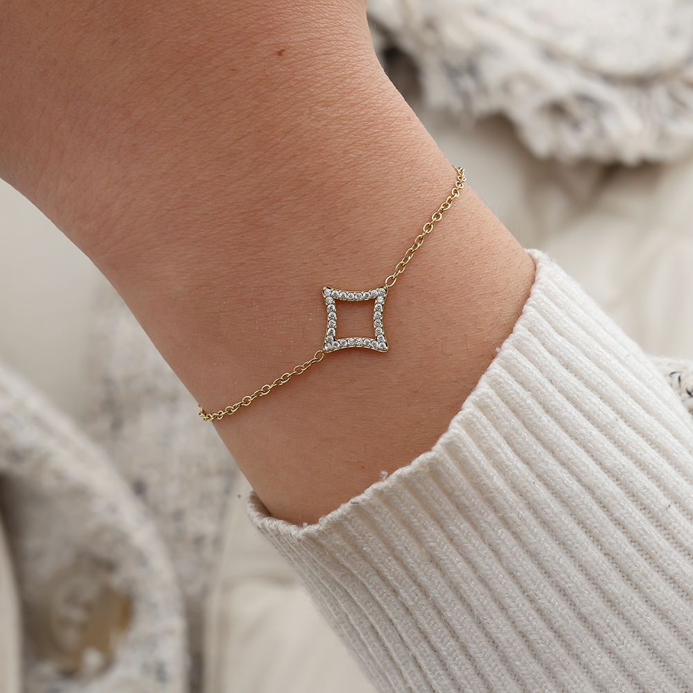 Edelstahl Armband 17cm Diamond Rhombus
