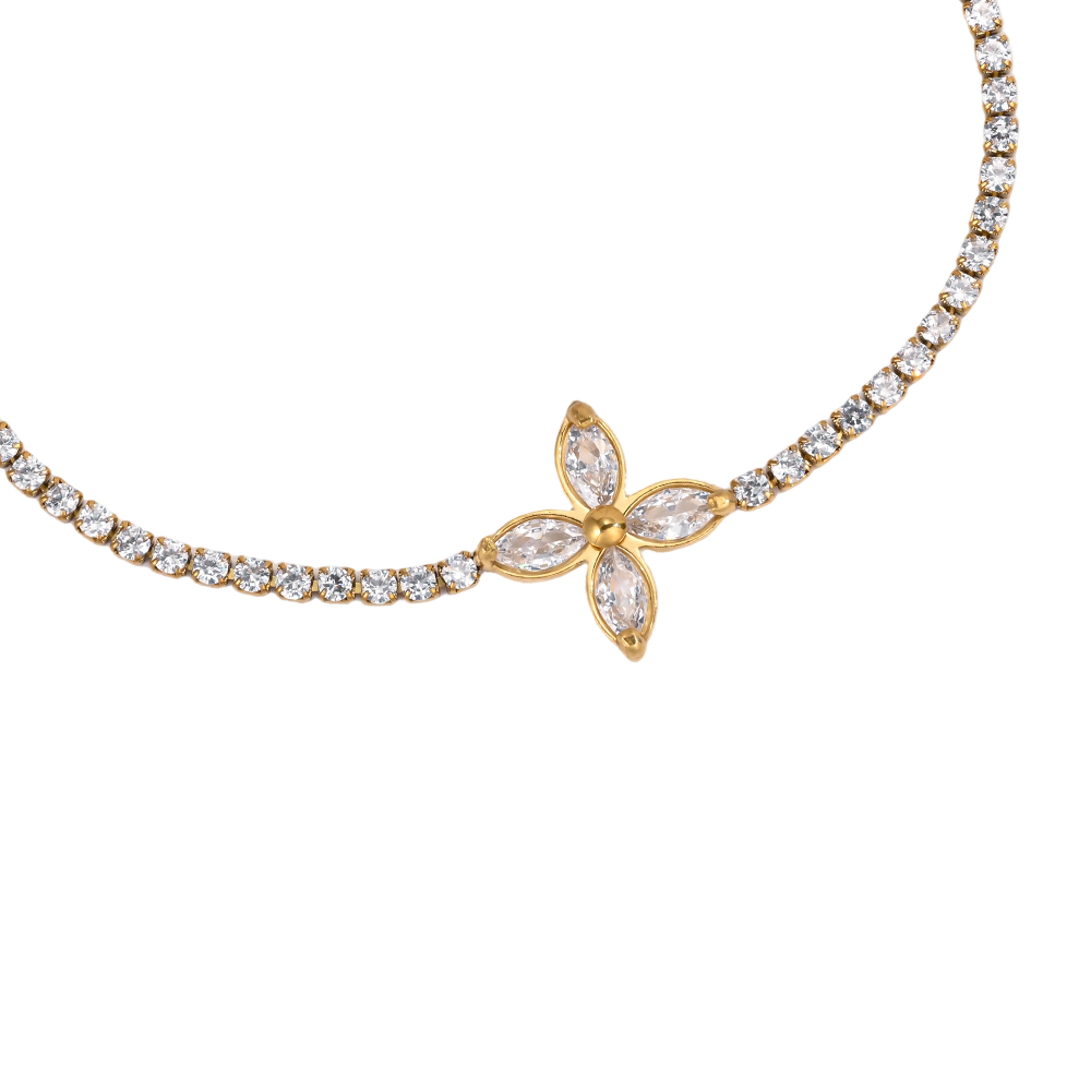 Edelstahl Armband Verstellbarer Glitzerndes Kleeblatt