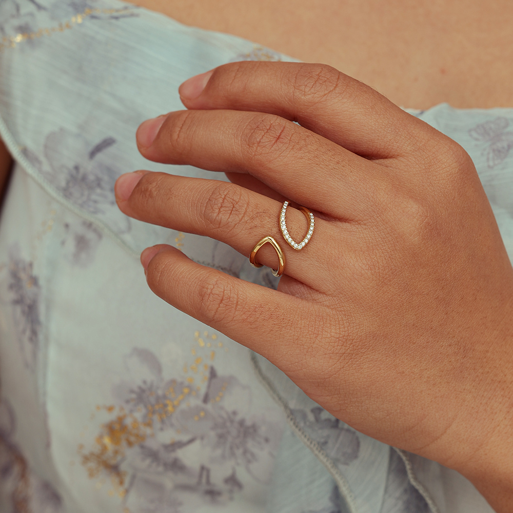 Edelstahl Ring Verstellbarer designstark Zirkonia  