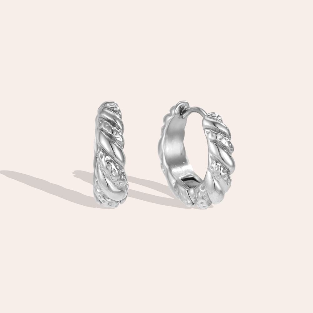 Edelstahl Ohrringe 19mm Twisted Creolen