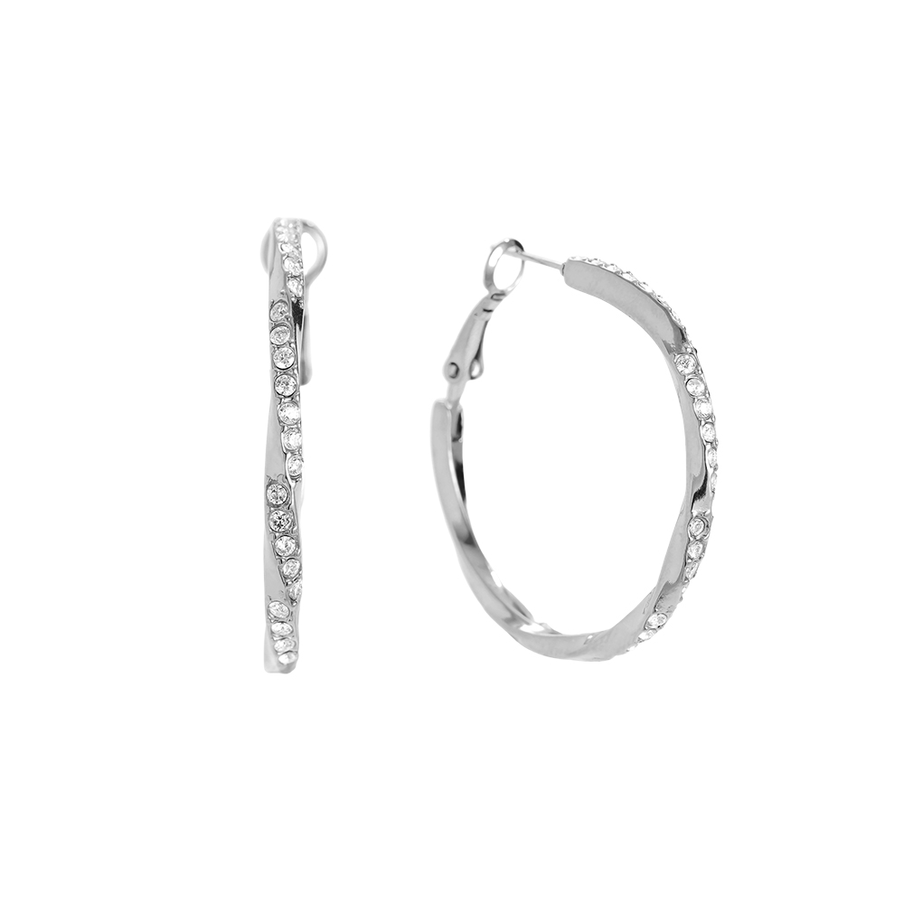 Edelstahl Ohrringe 3.4cm Light Twist Diamond Hoop