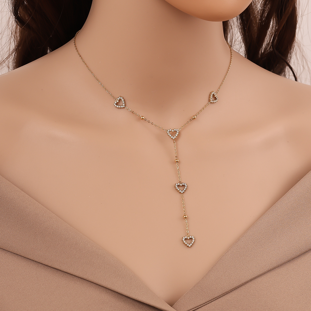 Edelstahl Halskette 39cm Nice Diamond Heart