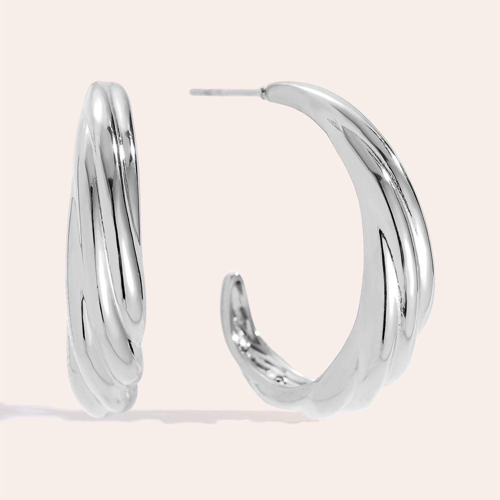 Edelstahl Ohrringe 30mm Elegance Flow