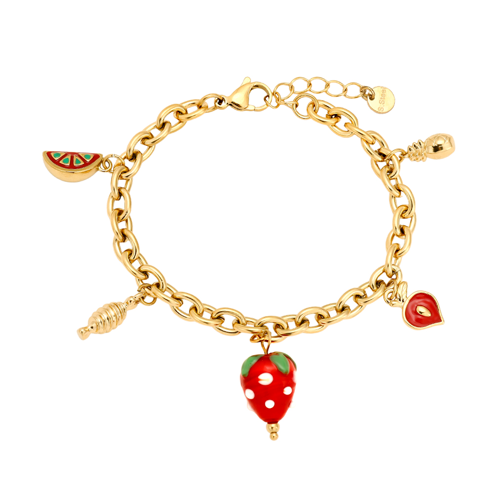 Edelstahl Armband 18cm Strawberry Heart