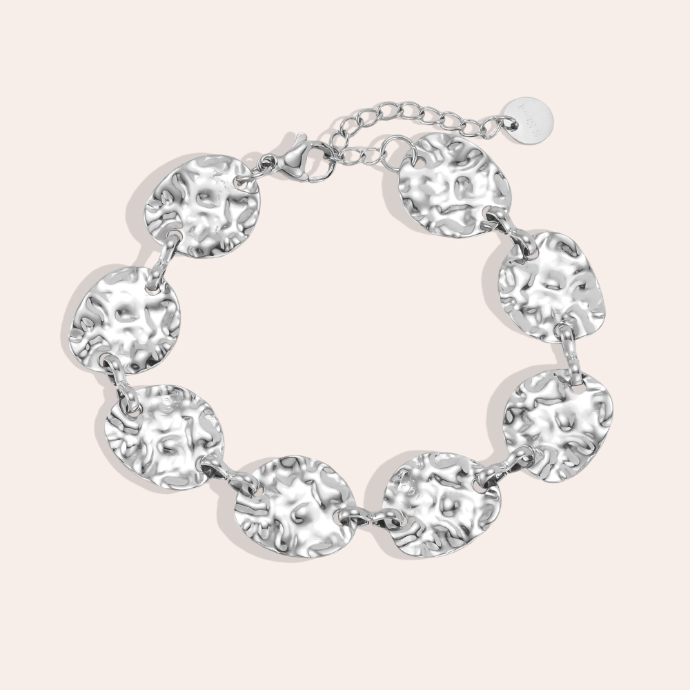 Edelstahl Armband 17cm unregelmäßige ovale Plättchen