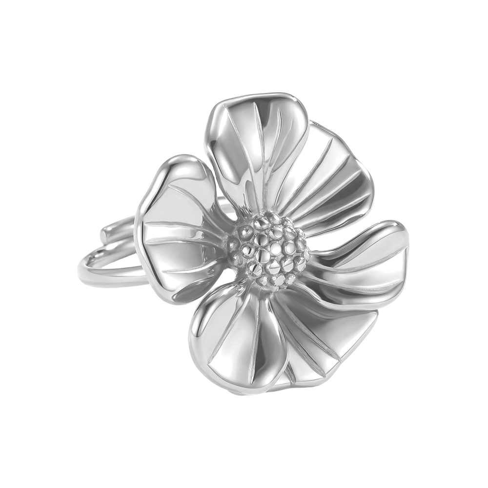 Edelstahl Ring Verstellbarer schöne Blumen
