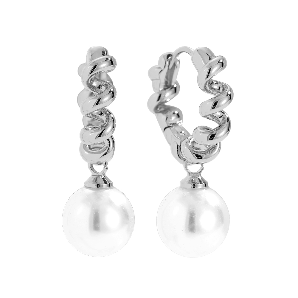 Vergoldete Ohrringe 2.9cm Nice Twist Hoop With Pearl