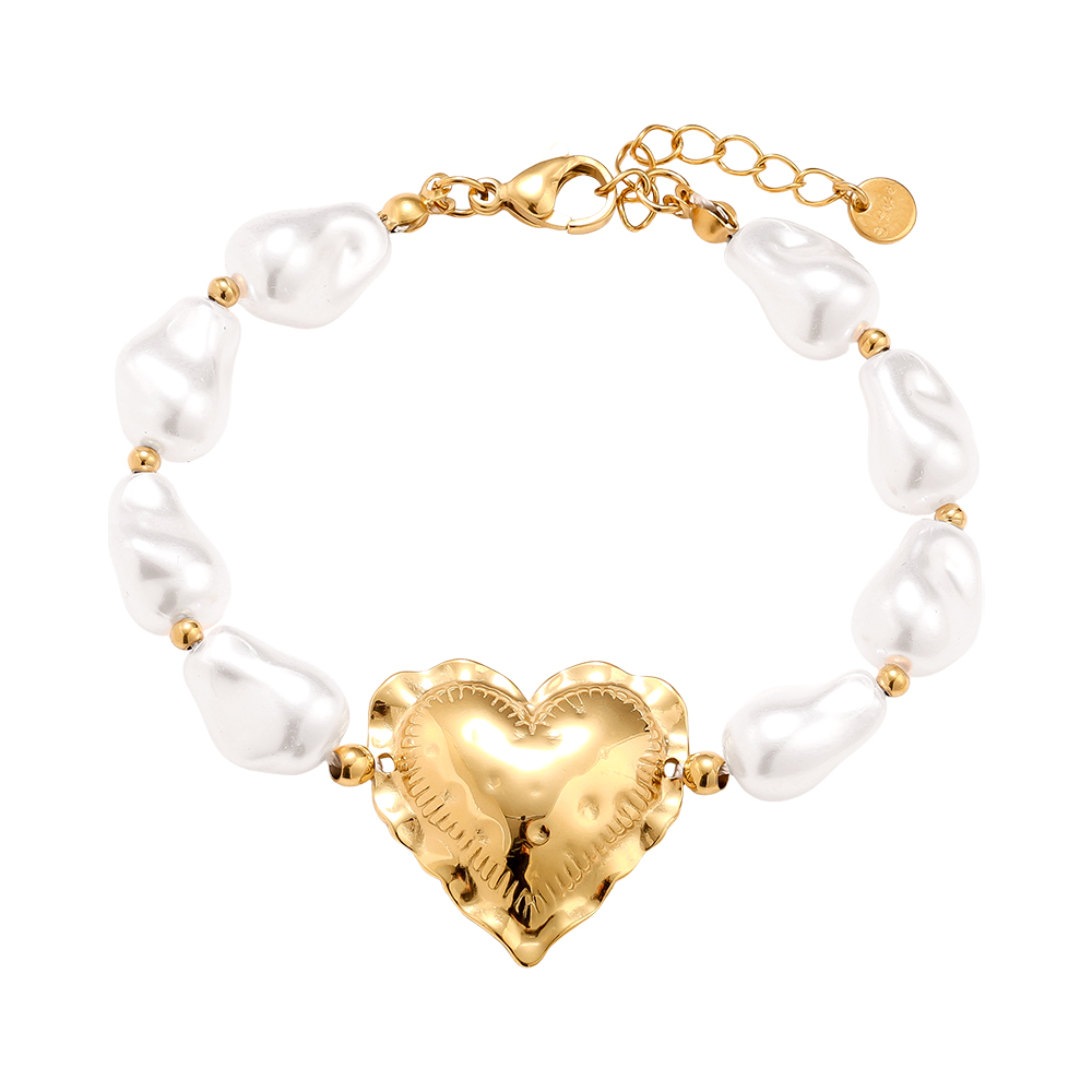 Edelstahl Armkette 18cm Great Heart In Pearl Chain