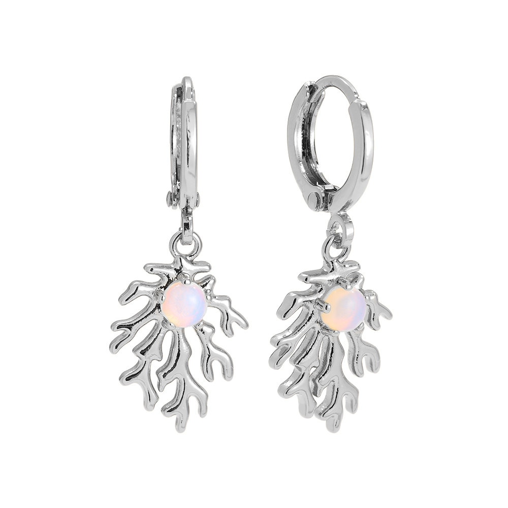 Vergoldete Ohrringe 3.1cm Coral And Natural Stone
