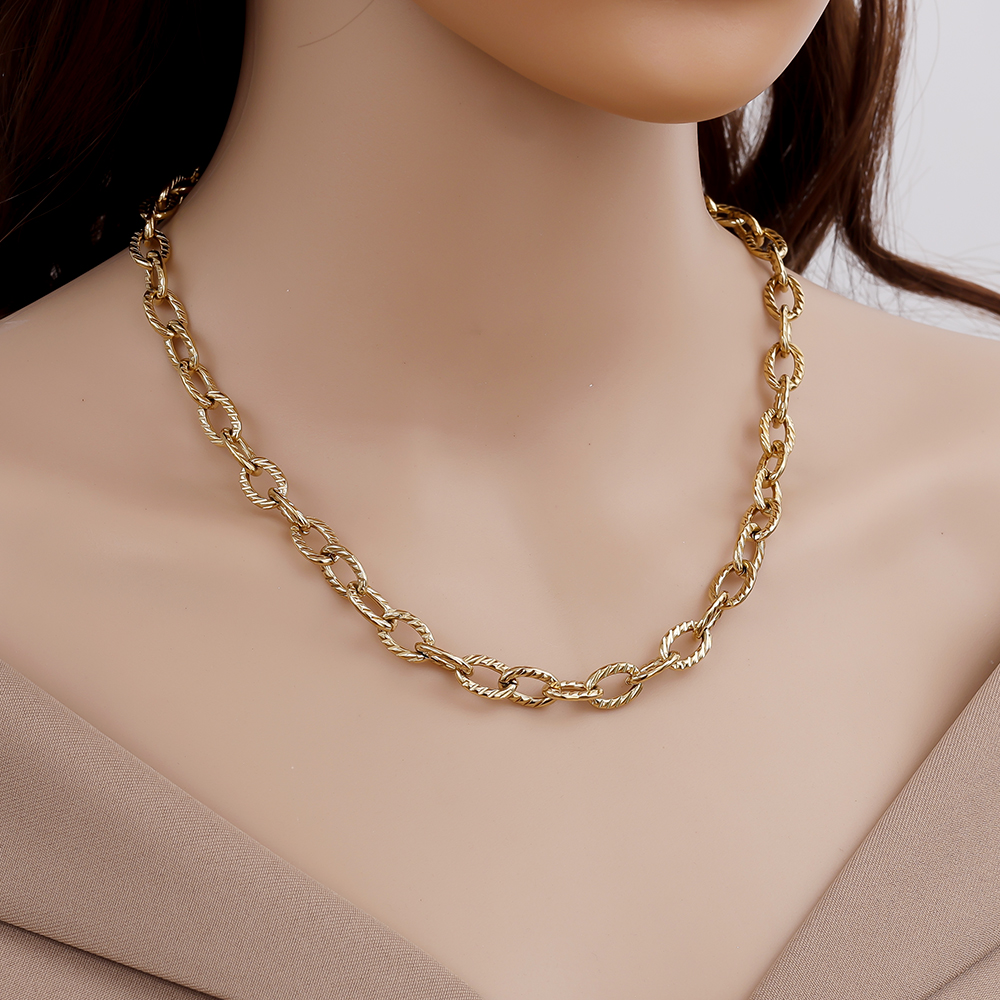 Edelstahl Halskette 44cm Oval Chain