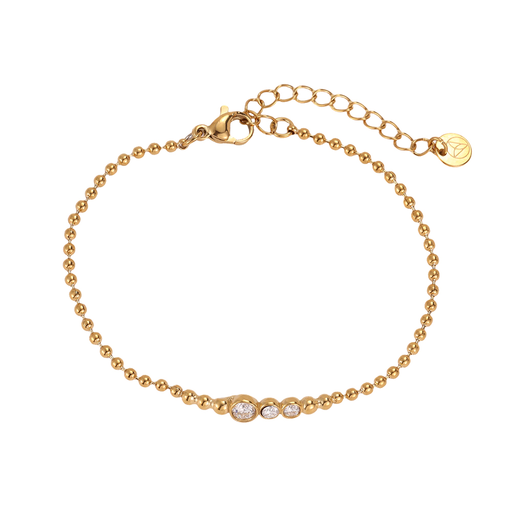 Edelstahl Armband 17cm Punktkette mit Zirkonia  