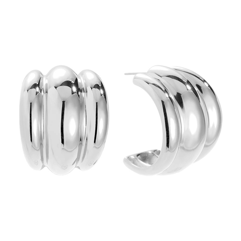 Edelstahl Ohrringe 31mm Three Line Hoop