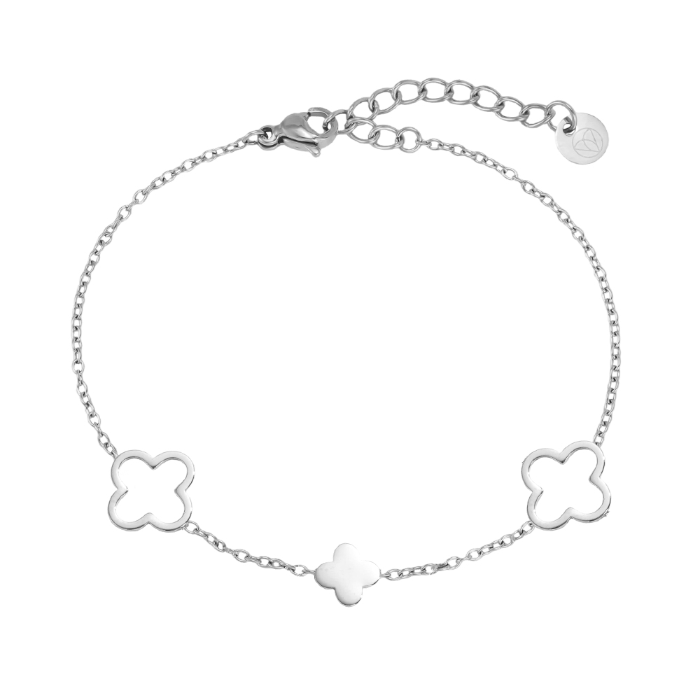 Edelstahl Armband 17cm drei schlichtes Kleeblatt  