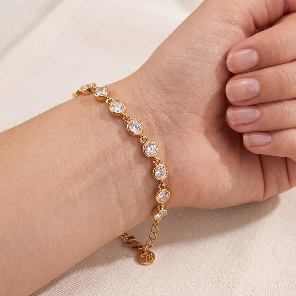 Edelstahl Armband 16cm funkelnde Zirkonia Kette