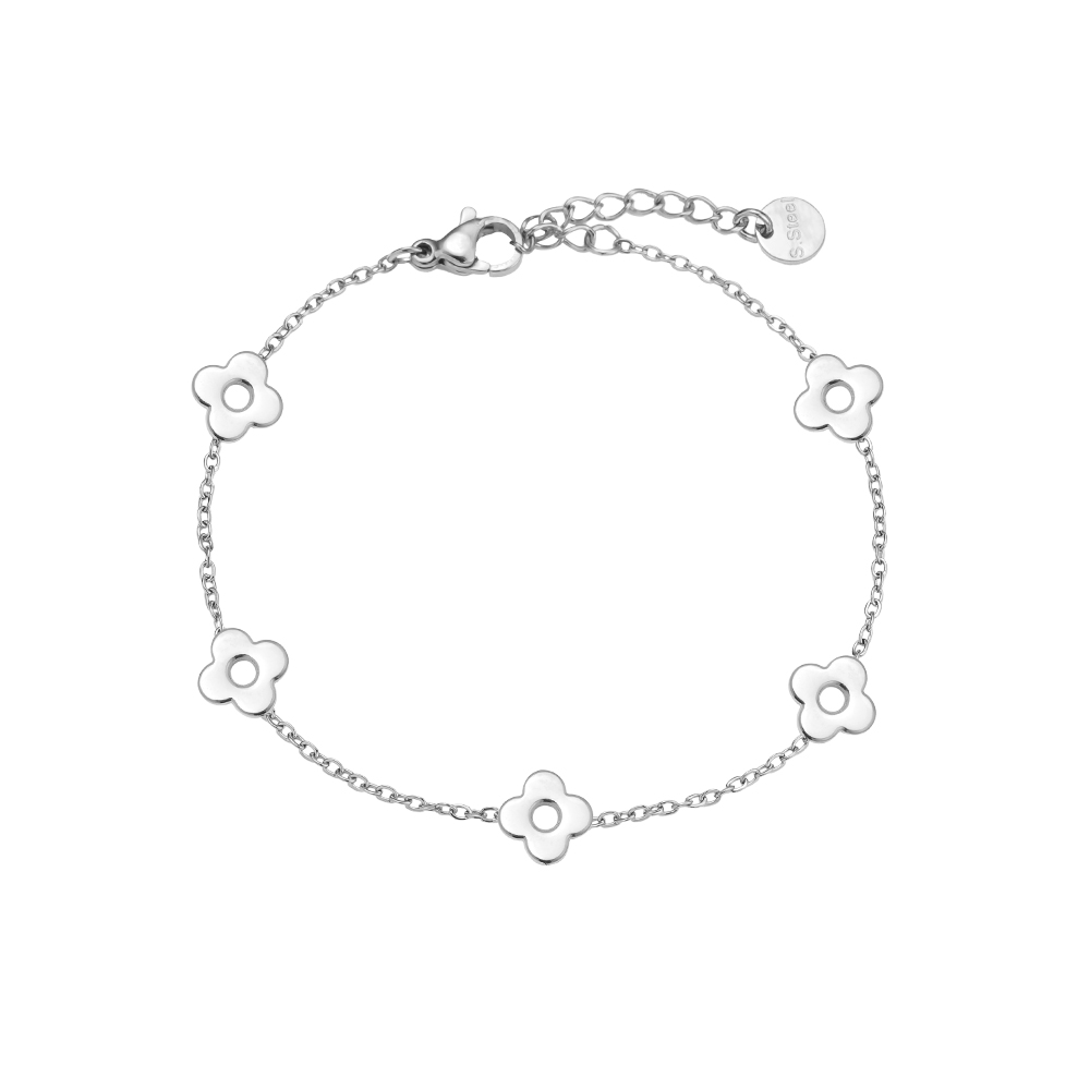 Edelstahl Armkette 17cm Fünf Blumen