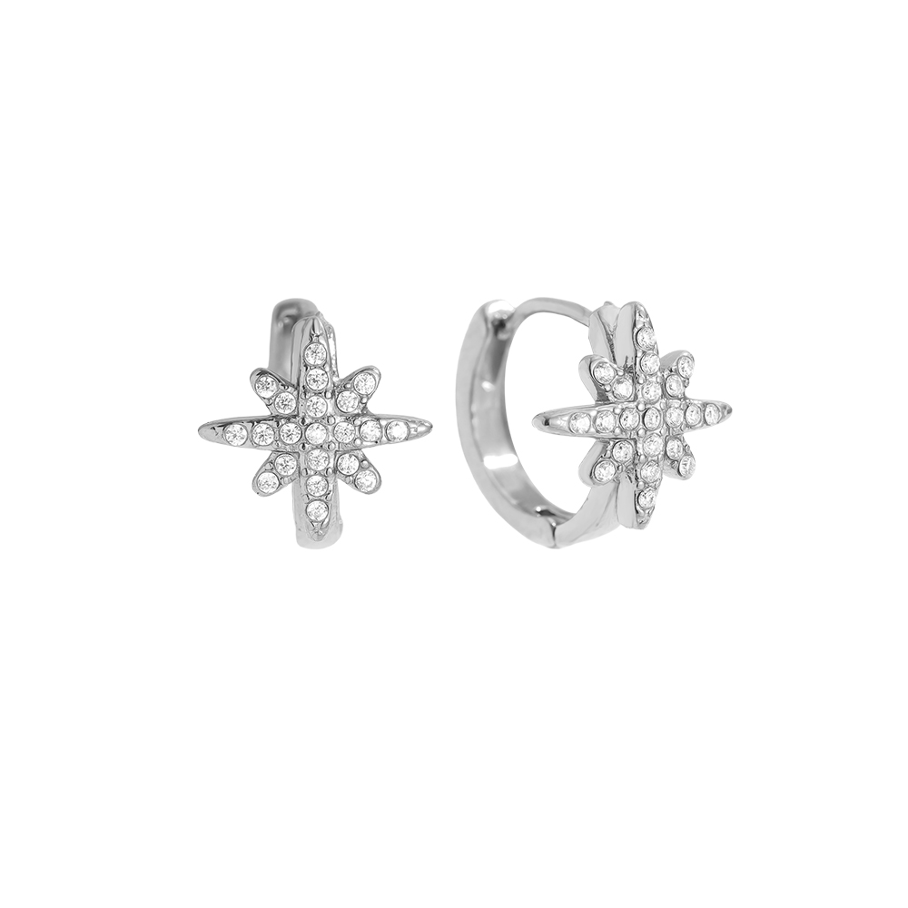 Edelstahl Ohrringe 1.4cm Diamond Star Hoop