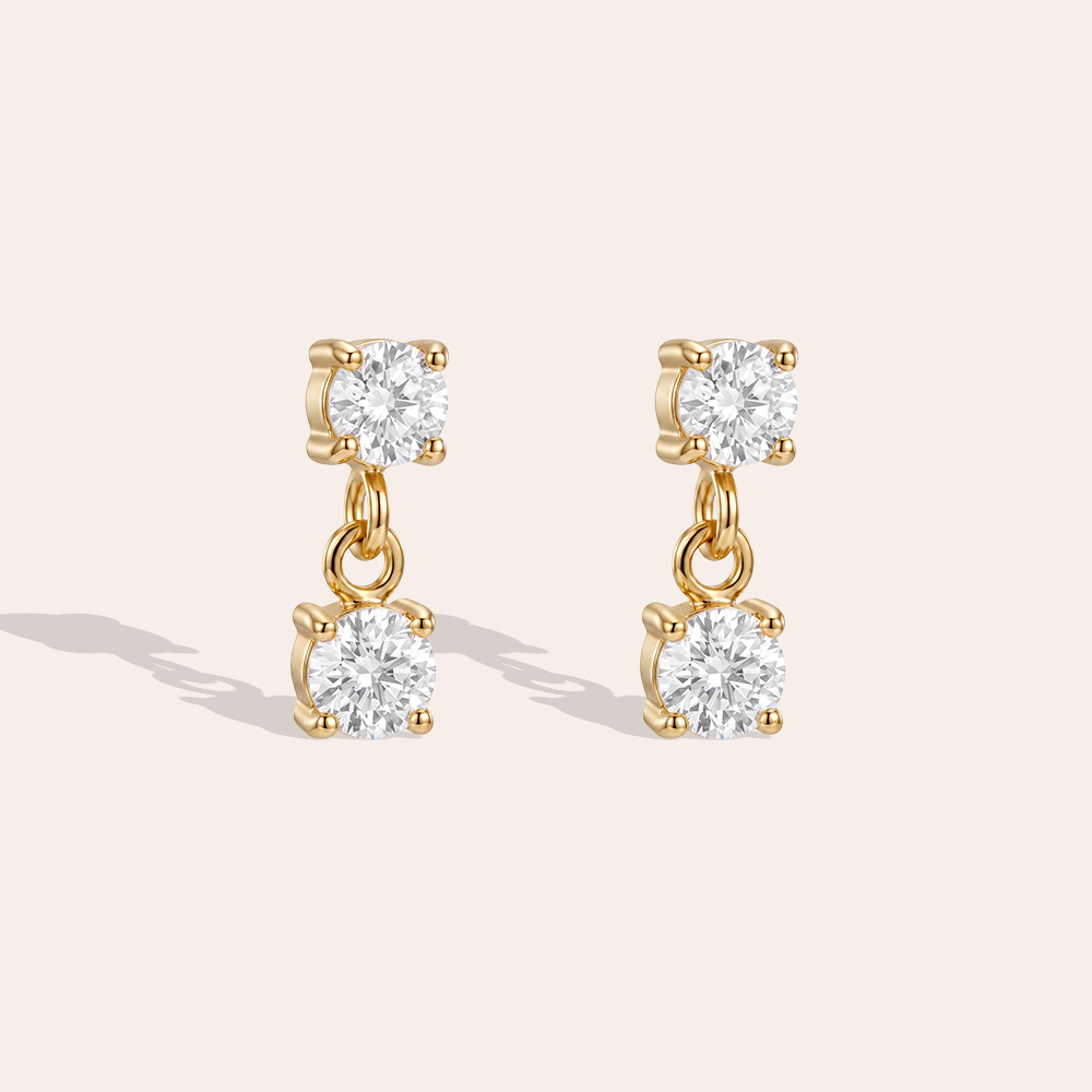 Edelstahl Ohrringe 10mm zwei kleine Zirkonia