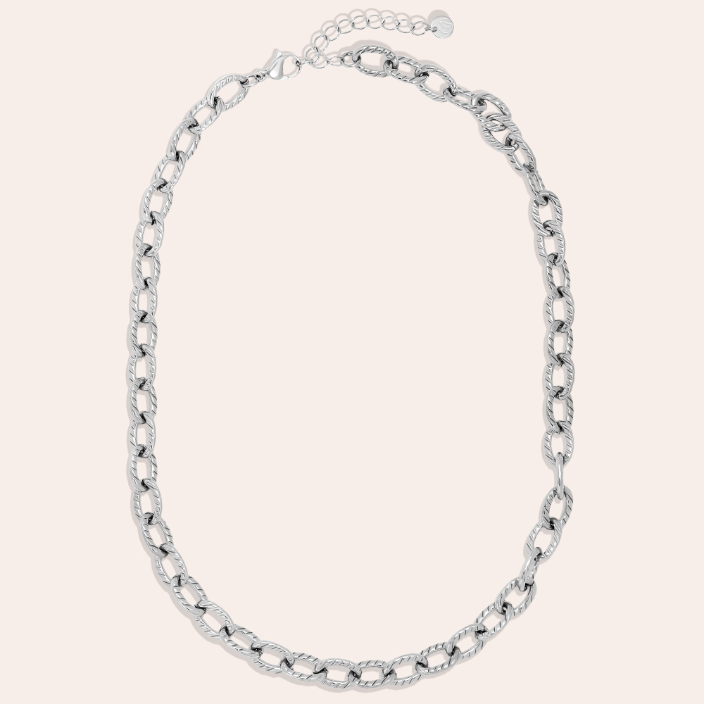 Edelstahl Halskette 44cm Oval Chain
