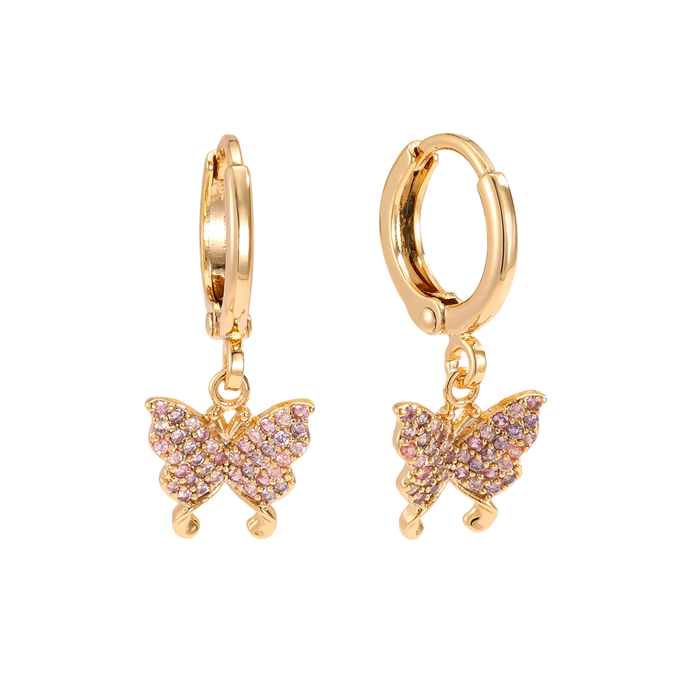 Vergoldete Ohrringe 24mm Zirkonia Schmetterling