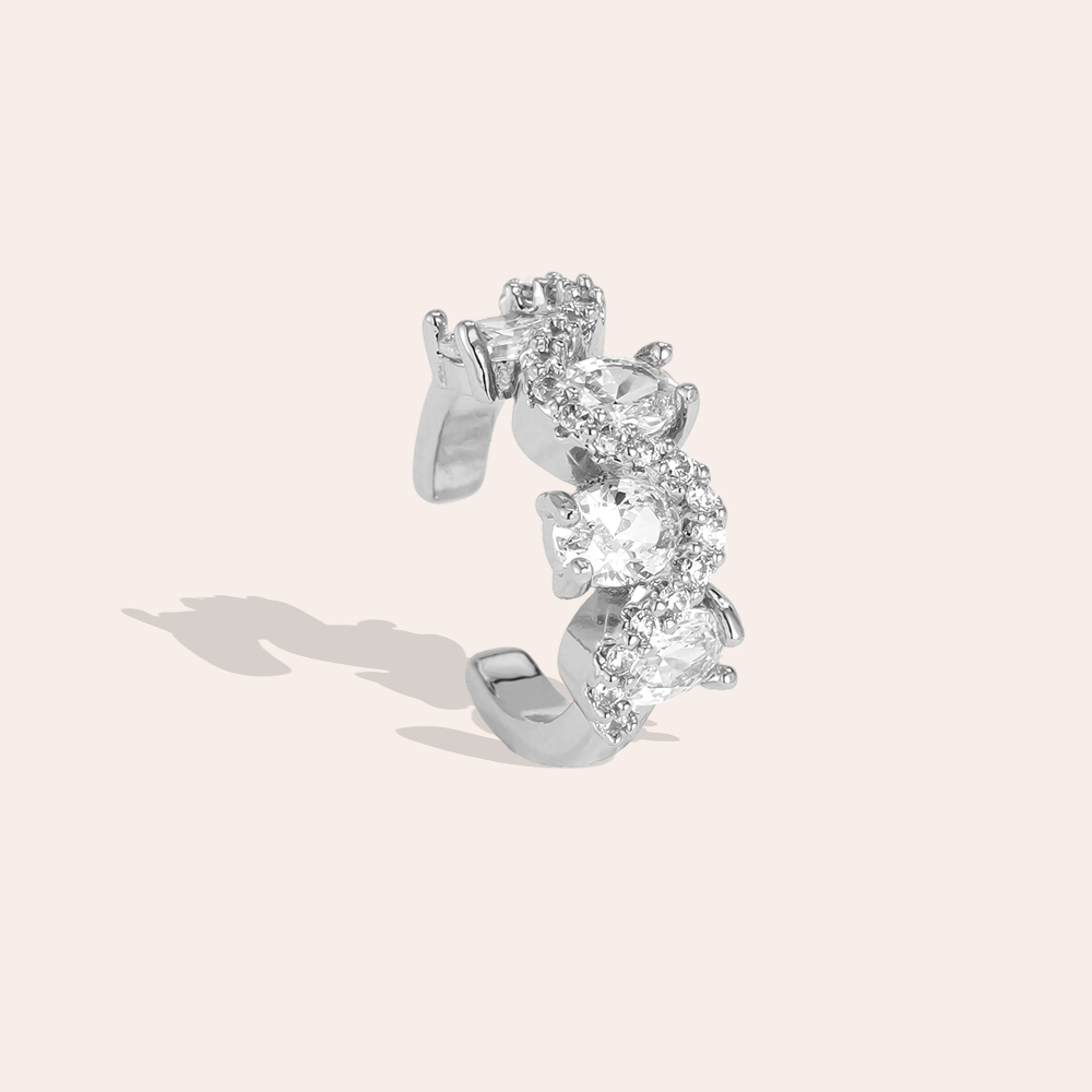 Vergoldete Ear-cuffs 15mm Viele ovale Zirkonia