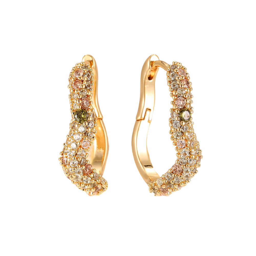 Vergoldete Ohrringe 20mm Zirkonia Soft Wave