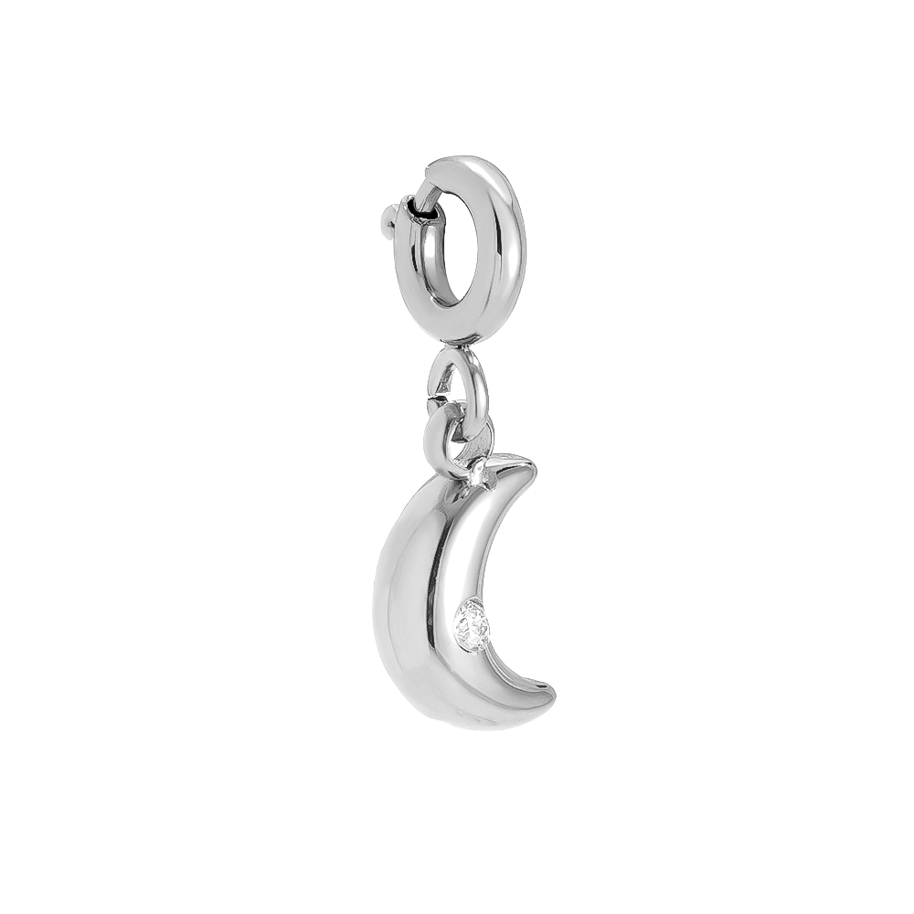 Edelstahl Pendant 1cm Spring Clasp Moon