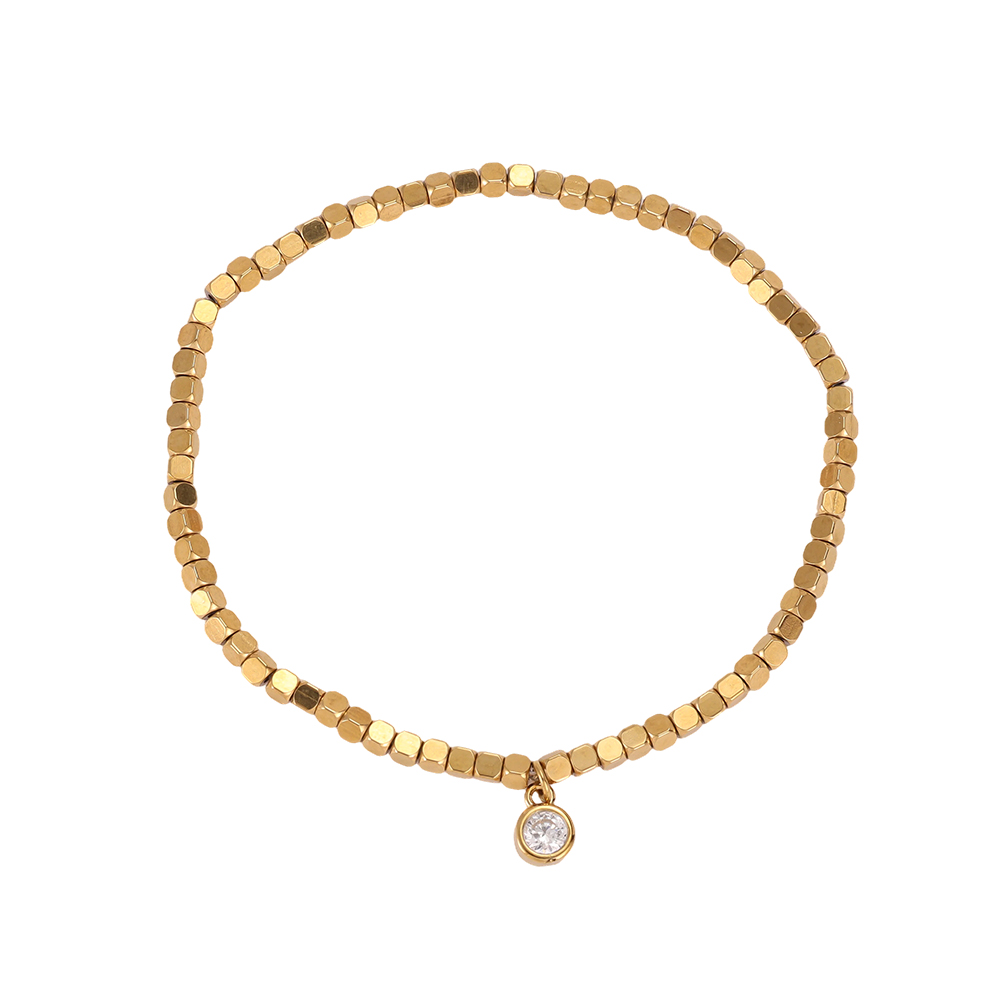 Edelstahl Armband Elastic kleinen quadratischen mit Zirkonia  