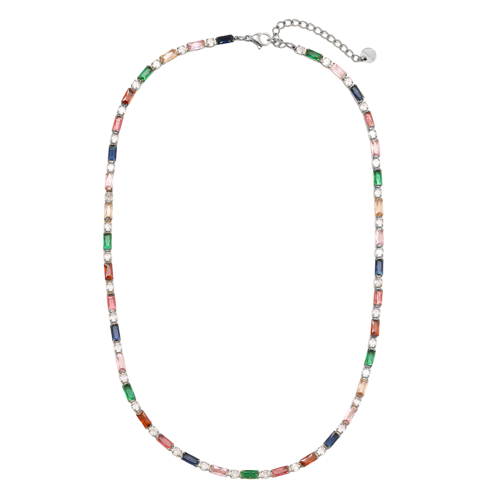 Edelstahl Halskette 40cm Multi Color Diamond