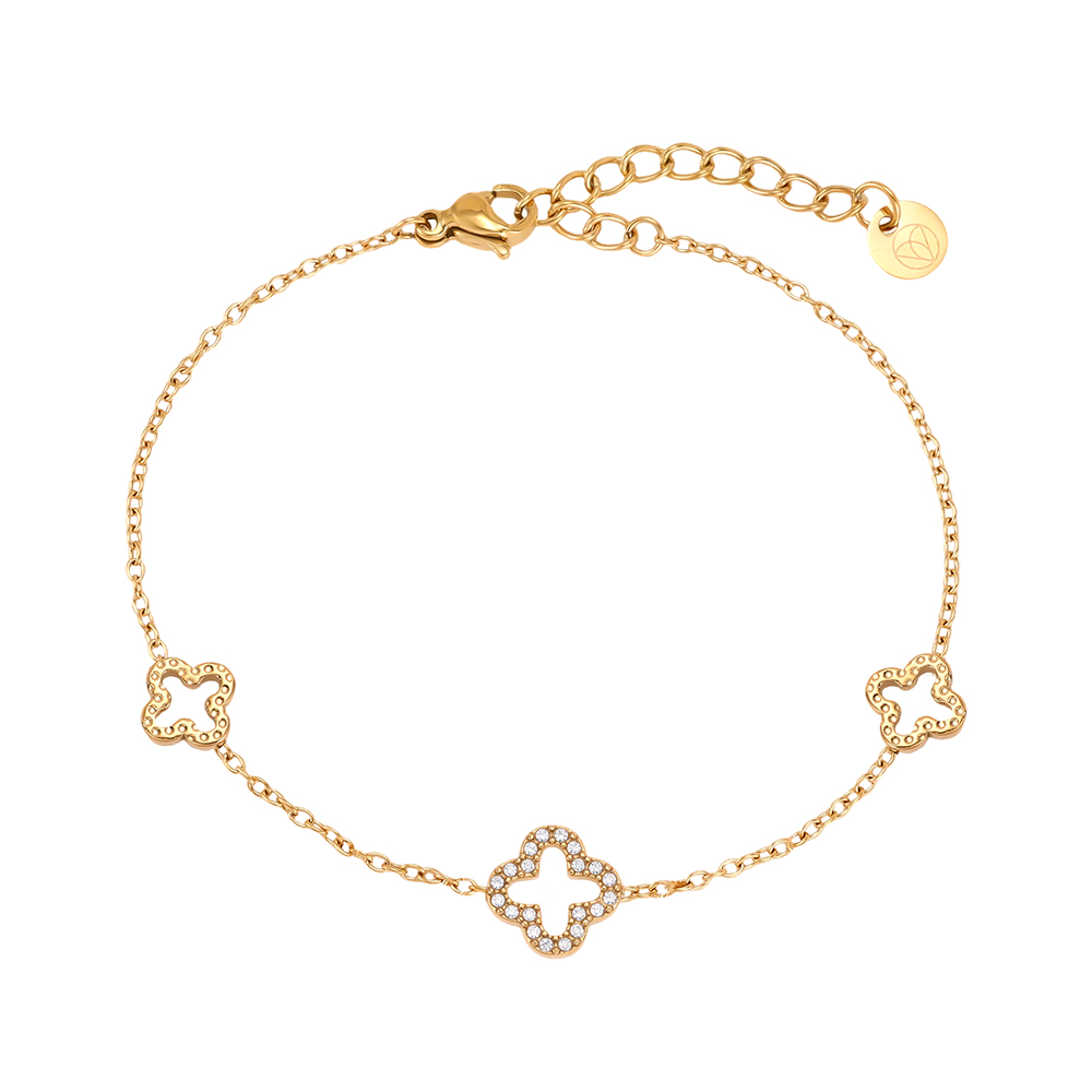 Edelstahl Armband 17cm drei Kleeblatt