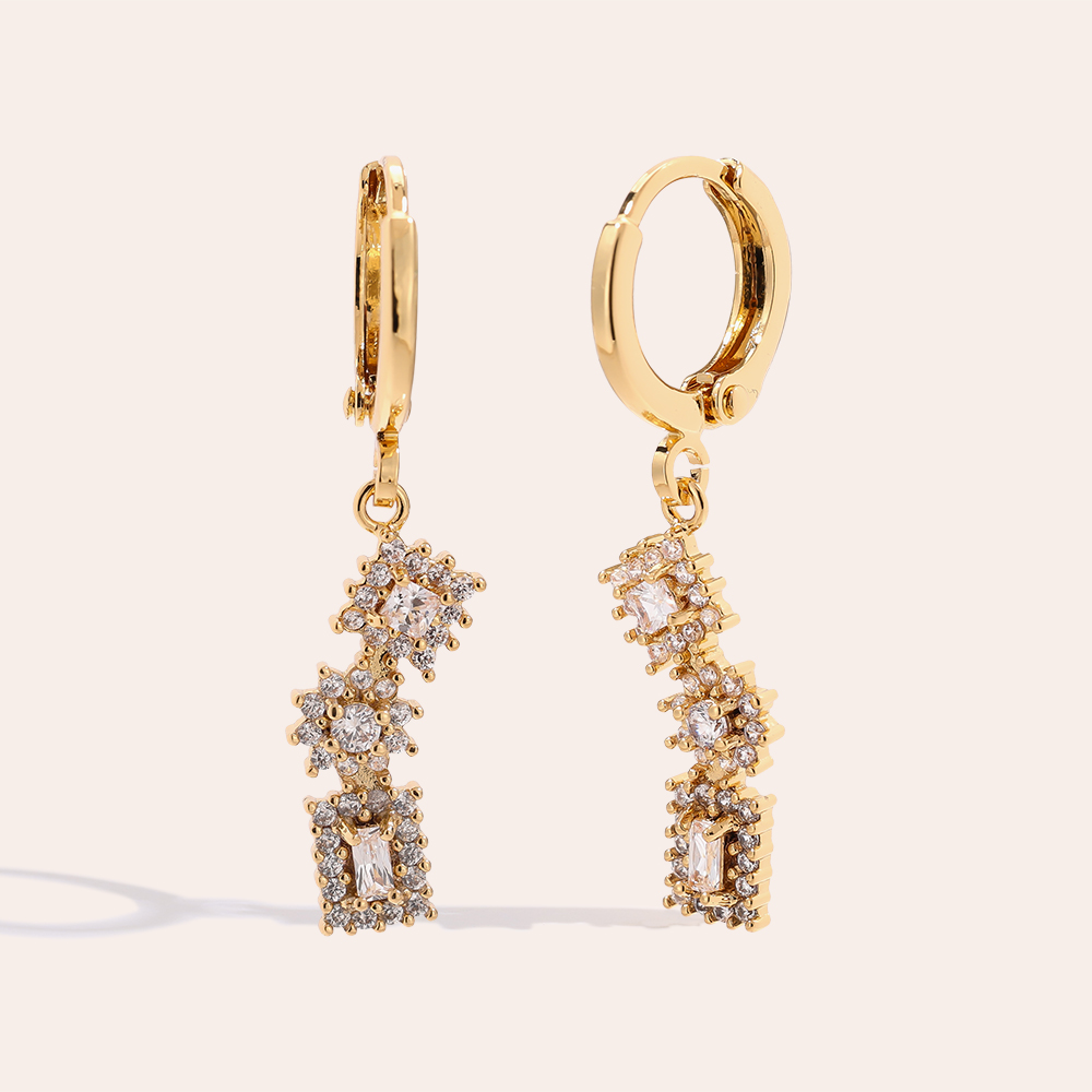 Vergoldete Ohrringe 3.4cm Mini Cubes Diamond