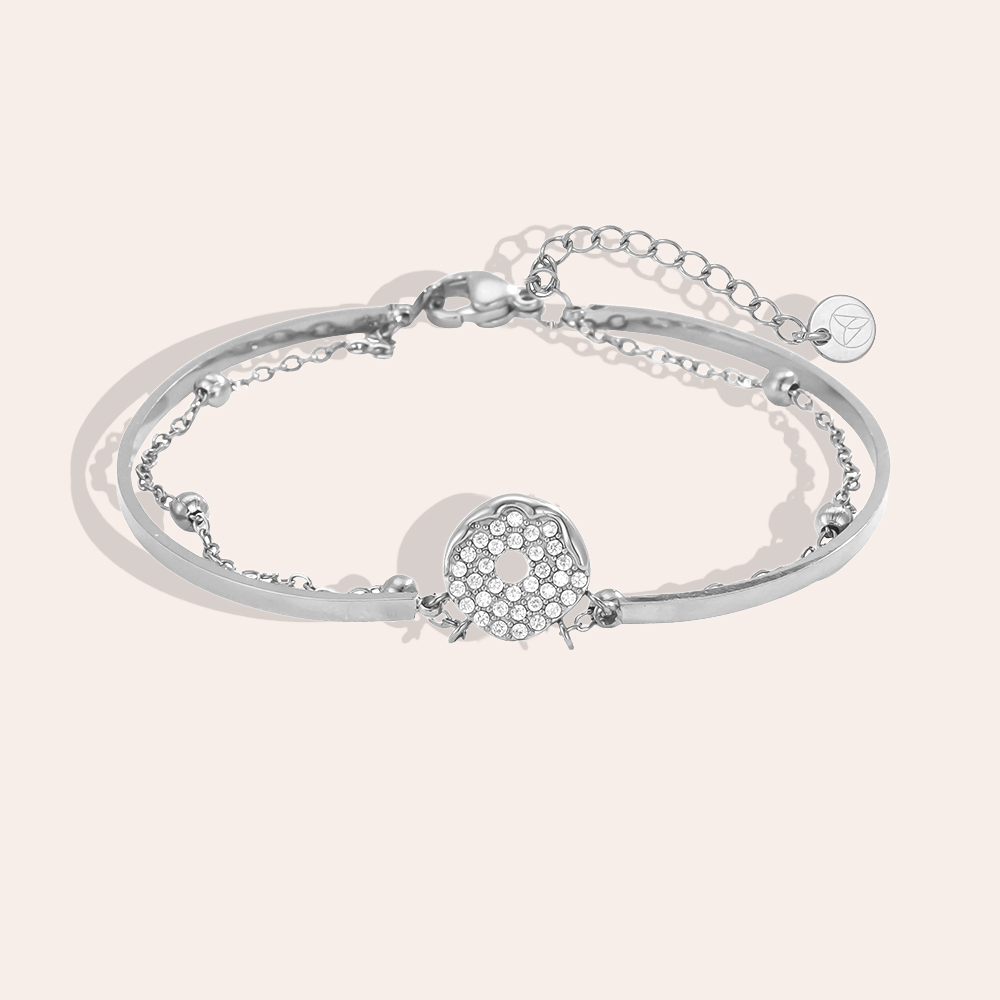 Edelstahl Armband Verstellbarer zweireihiges zwillingsreifen rund Strassstein    