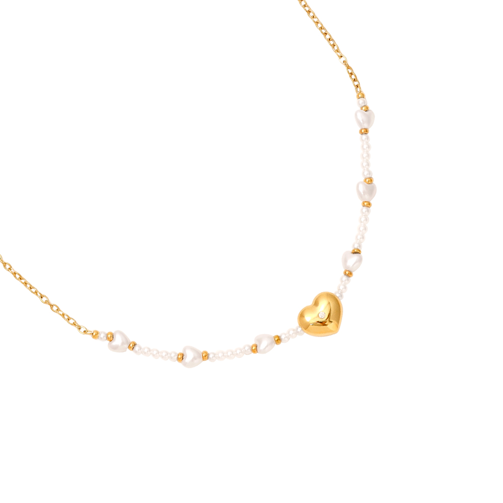 Edelstahl Halskette 40cm Pearly And Hearts